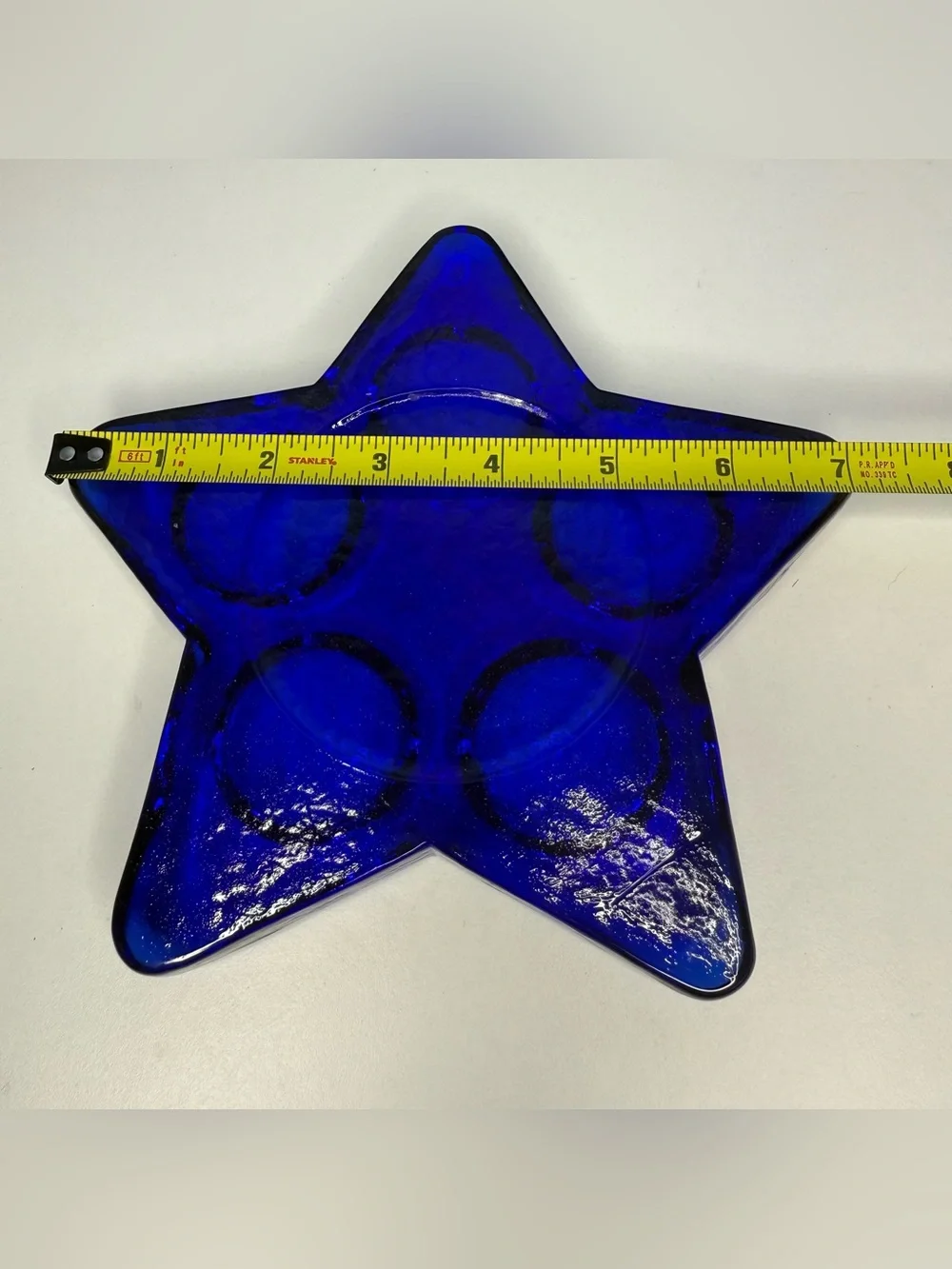 Blue Glass Star Candle Holder 5 Tea Light or Pillar Candle Celestial Whimsigoth